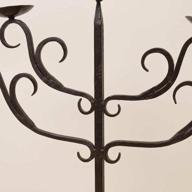 1950s French Iron Five-Arm Candelabra For Sale - Image 9 of 12
