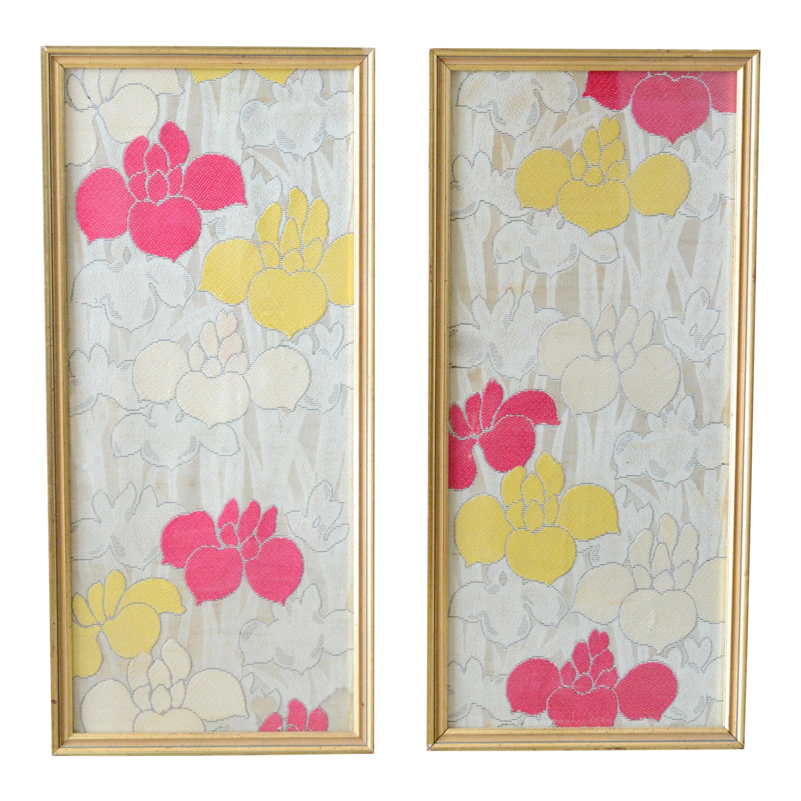 Floral Textile Wall Hangings - a Pair | Chairish - Textile Wall Hangings For Small Spaces