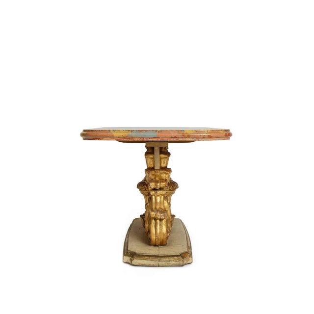 Baroque Gilded and Lacquered Wooden Coffee Table with Scagliola Top, 1970s For Sale - Image 3 of 10