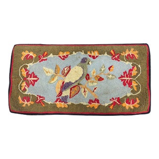 Mid 19th Century Pictorial Hooked Rug ("Bird in Fall"), AmericanFrom the Collection of the Kennedy Family, Originally Bought at Auction For Sale