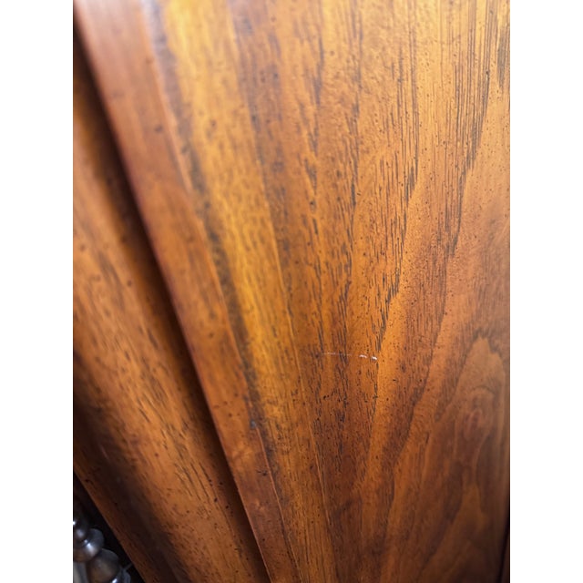 Wood 1970s Drexel Touraine II Pecan French Country Lighted China Cabinet For Sale - Image 7 of 12