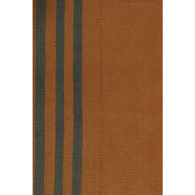 Rug & Kilim’s Textural Modern Kilim in Orange With Blue Stripes For Sale In New York - Image 6 of 7