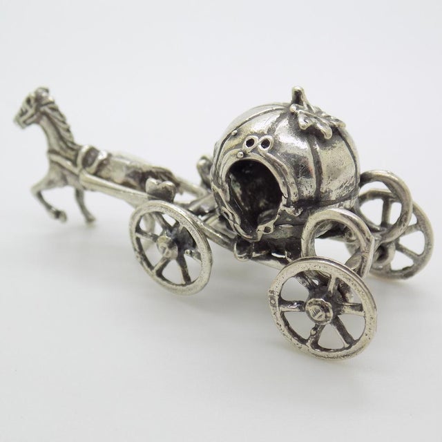1970s Vintage Italian Handmade Genuine Silver Cinderella Carriage Figurine by Arpa Silversmith, 1970s For Sale - Image 5 of 11