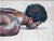 Repose Kissing the Ground by Ale Casanova | Oil on linen of a man lying face down on the ground For Sale