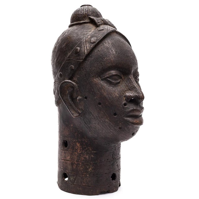 Benin Artist, Sculpture of Head, Early 1900s, Bronze For Sale - Image 3 of 12