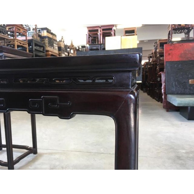 1950s Early 20th Century Chinese Export Elmwood Console with Carrara Marble, 1950 For Sale - Image 5 of 18