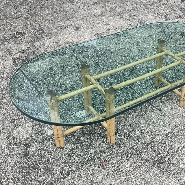 Late 20th Century Vintage Coastal Signed McGuire Coffee Table For Sale - Image 14 of 15