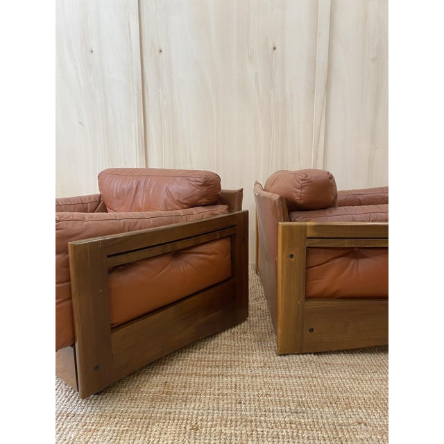 Italian Leather Club Chairs, 1960s, Set of 2 For Sale - Image 4 of 12
