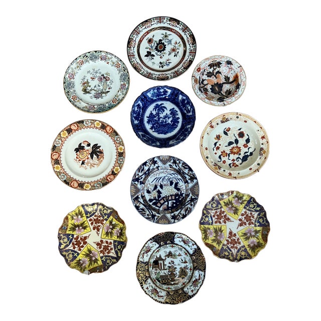 Antique English, Japanese & Chinese Imari Style Plate Collections- Set of 10 For Sale