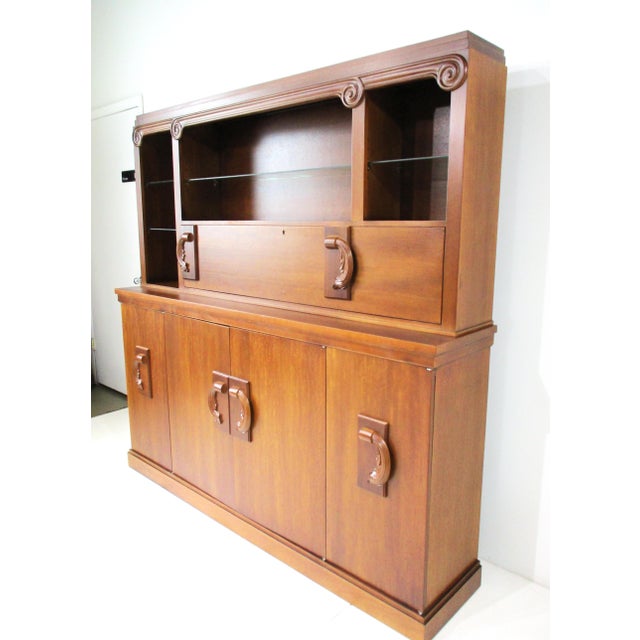 2 Pc. Bar Cabinet Walnut Toned Mid Century Deco Regency For Sale In Cincinnati - Image 6 of 18
