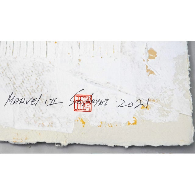 Abstract "Marvel.II" Contemporary Minimalist Abstract With Gold Leaf Painting, Framed For Sale - Image 3 of 5