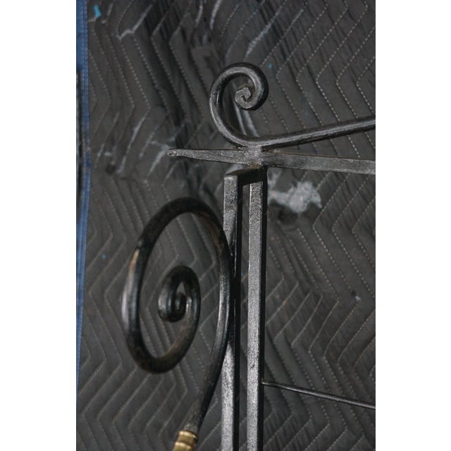 Vintage French Scrolled Iron & Brass Bakers Rack Etagere Wall Shelf Bookcase 86" For Sale - Image 16 of 18