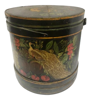 Large Antique Hand Painted Firkin