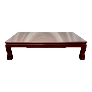 Vintage Chinoiserie Style Carved Mahogany Cocktail / Coffee Table For Sale