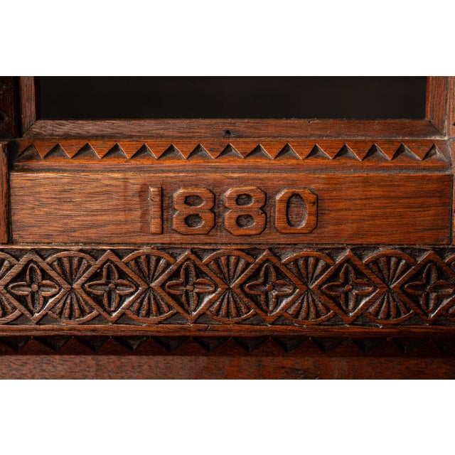 1880 Victorian Carved Mahogany Open-Back Monogram Armchair For Sale In Chicago - Image 6 of 15