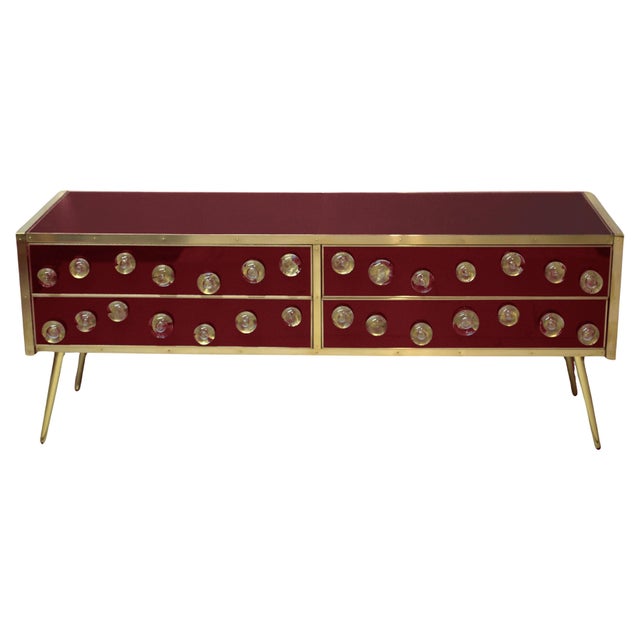 Italian Red Murano Glass Sideboard with 28 Jewels and Brass from Justfurnituress SRL For Sale - Image 9 of 9