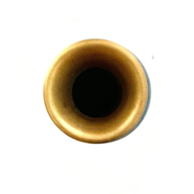 Hollywood Regency Vintage Small Floral Turquoise Blue and Gold Cloisonné Vase For Sale - Image 3 of 5