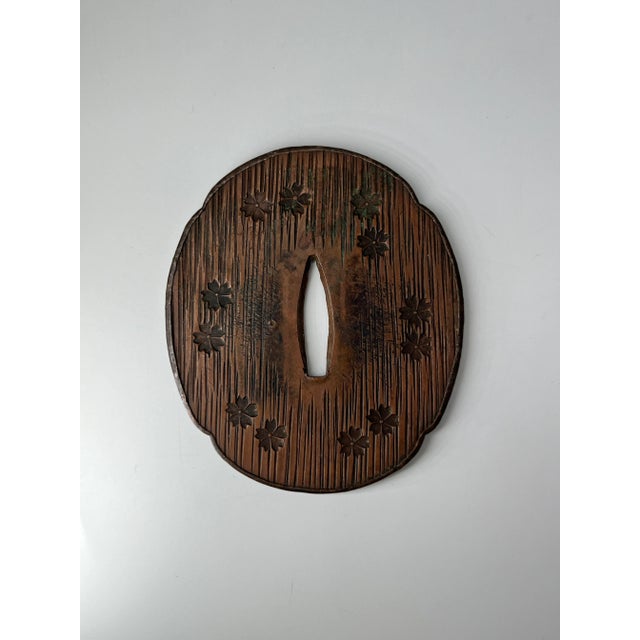 Late 20th Century Antique Japanese Samurai Sword Hilt – Iron Tsuka With Engraved Floral Motifs 3 For Sale - Image 5 of 7