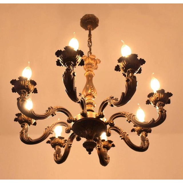 Antique Eight Bulbs Chandelier with Floral Decoration For Sale - Image 4 of 5
