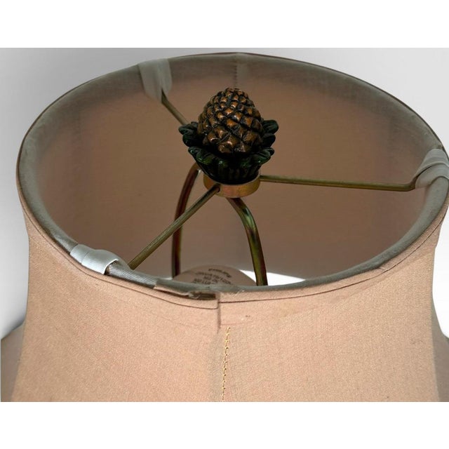 Vintage Hollywood Regency Painted Composition Pineapple Lamps - A Pair For Sale - Image 15 of 17