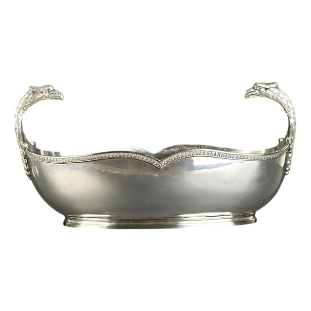 Silver-Plated Centerpiece Basket with Eagle-Head Handles by Victor Saglier for Phénix, Late 19th Century For Sale