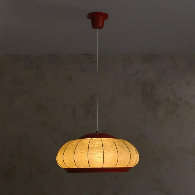 Mid-Century Modern 1960s Mid-Century Modern Italian Orange Cocoon Pendant For Sale - Image 3 of 12