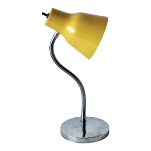 1970s Josef Hurka for Napako Style Modern Gooseneck Yellow Desk Lamp