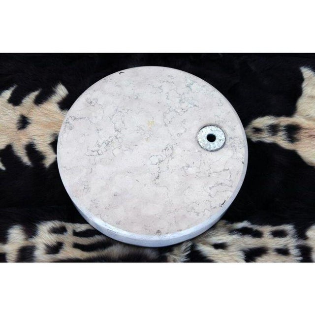 This lamp has it all! Stunning 1960s original Hollywood Regency, midcentury chrome frame and thick marble base. On off...