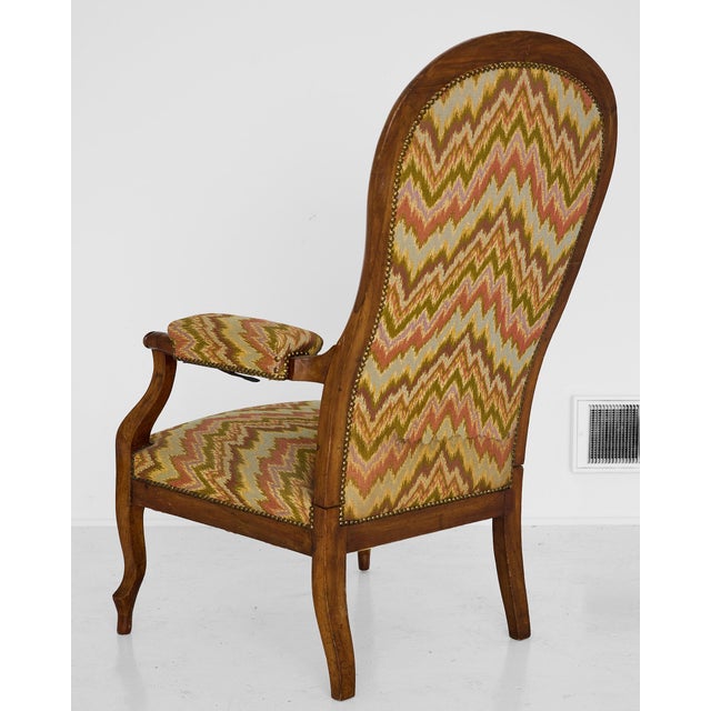 Brown Italian Reclining Upholstered Armchair of Walnut, 19th Century For Sale - Image 8 of 18