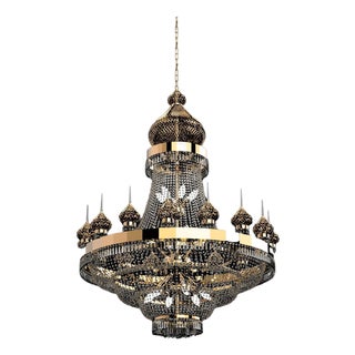 Doha 34 Lights Cascading Chandelier in Polished Chrome and Crystal by Aggiolight For Sale