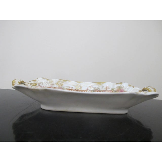 French Haviland Limoges Pink Yellow & Gold Flower Porcelain 8 3/4" Serving Dish Tray For Sale - Image 3 of 6