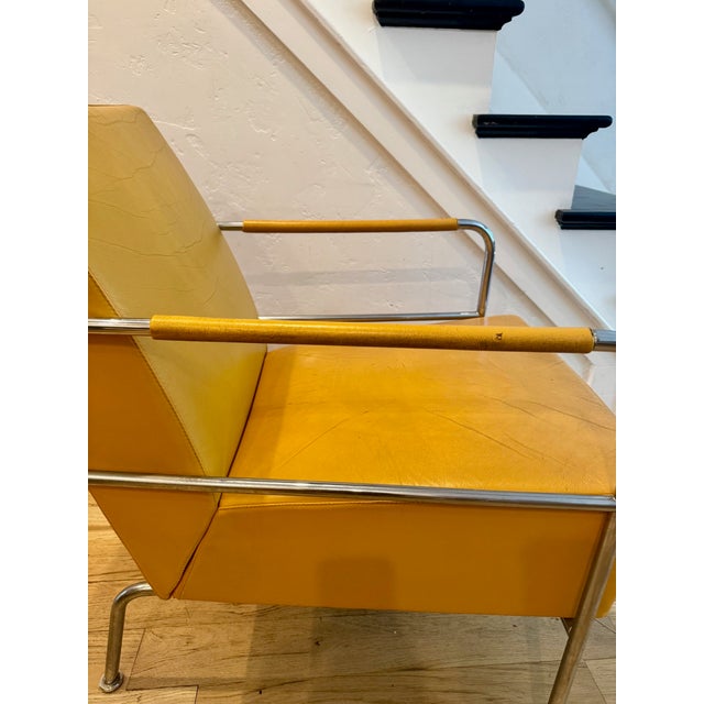 1990s Pair of 1990s Gunilla Allard Attributed Leather and Chrome Cinema Chairs For Sale - Image 5 of 6