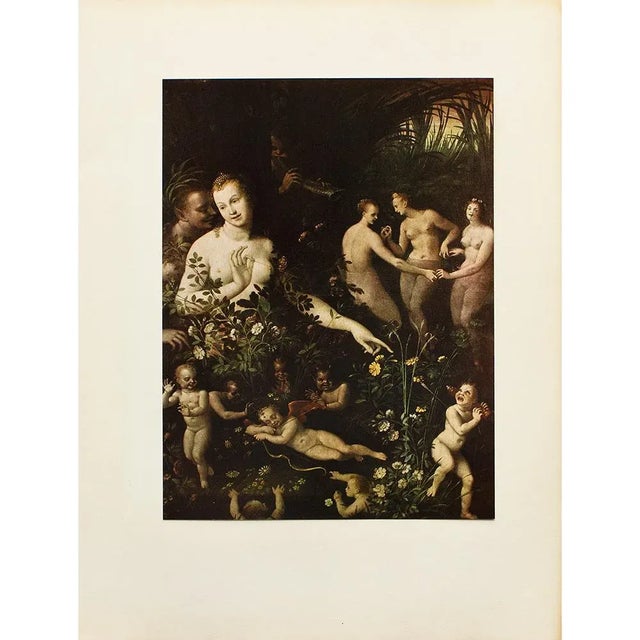 1955 After School of Fontainebleau "Venus and the Goddess of the Waters", Vintage Full-Color Print For Sale In Dallas - Image 6 of 8