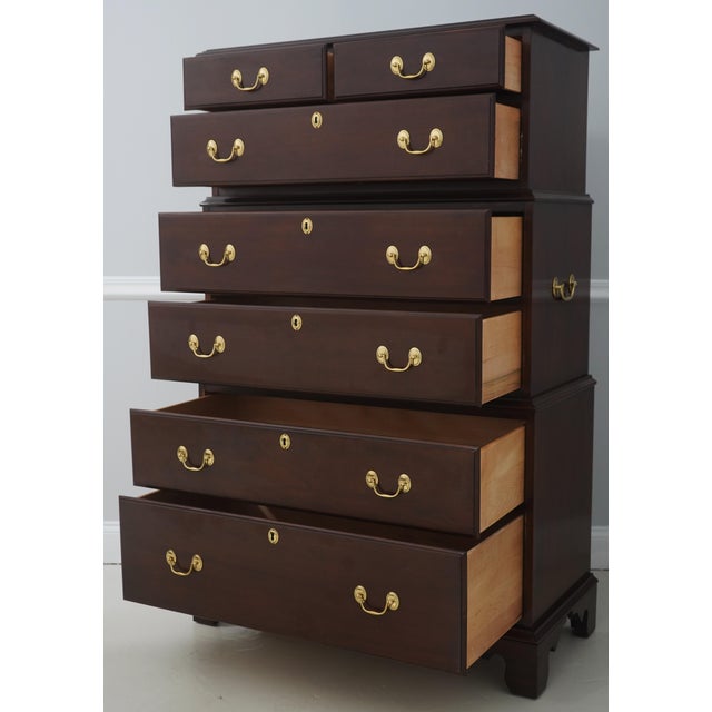Chippendale Harden 7 Drawer Cherry Triple Style Chest on Chest For Sale - Image 3 of 15