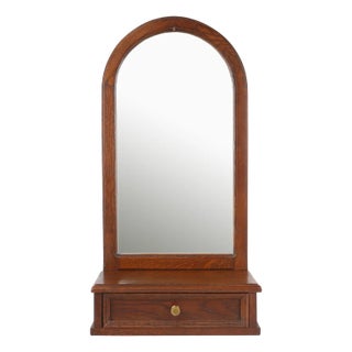 French Art Deco Wall Cabinet in Oak with Mirror and Drawer, 1930s For Sale
