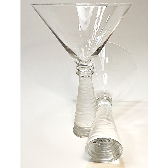 Transparent Vintage Martini Glasses With Frosted Stems - A Set of Four For Sale - Image 8 of 12
