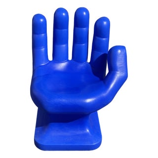 Late 20th C. Moulded Blue Hand Chair on Pedestal For Sale