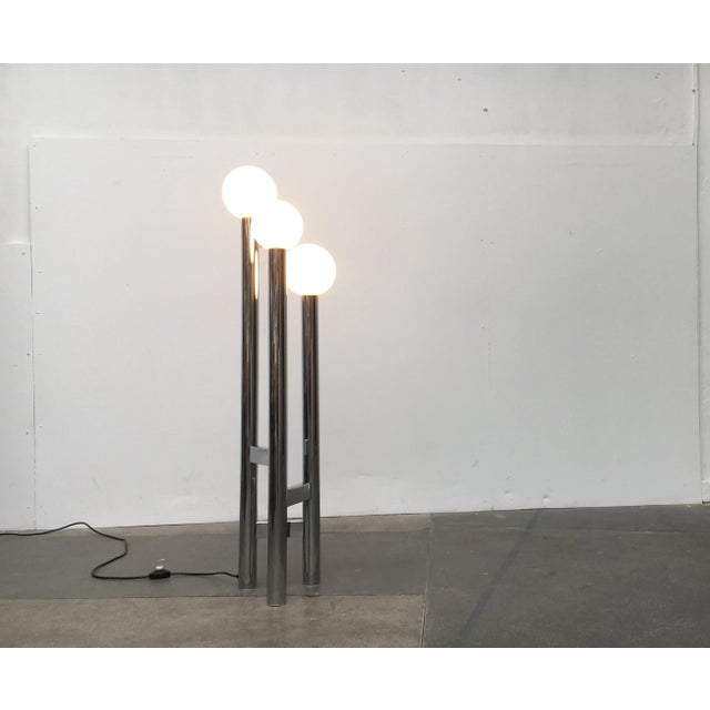 Vintage German Space Age Glass & Metal Floor Lamp, 1970s For Sale - Image 4 of 18