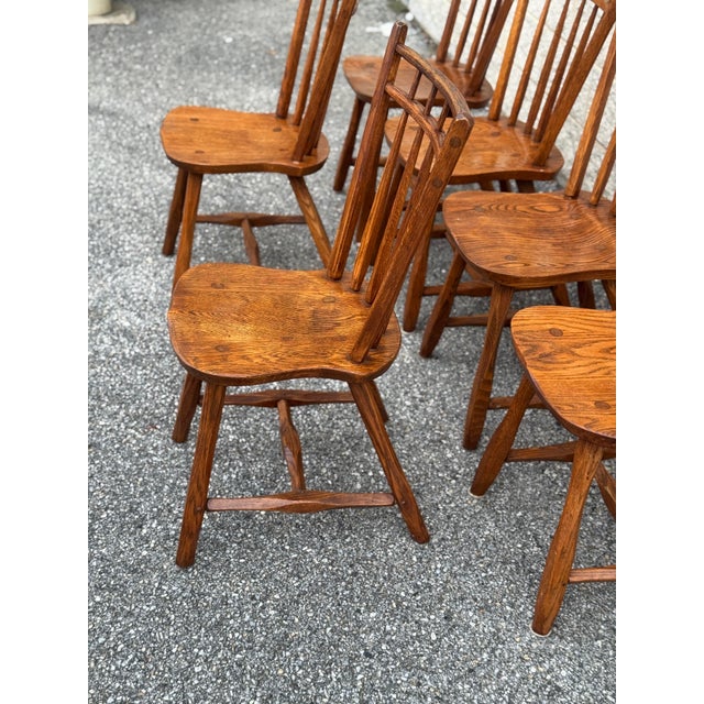 Wood Vintage Windsor Style Dining Chairs by Hunt Furniture - Set of Six For Sale - Image 7 of 10