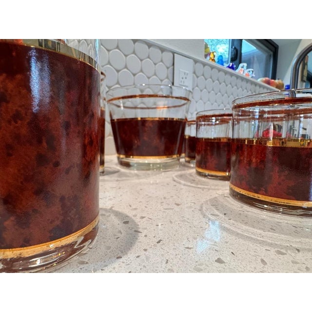 1960s Vintage Culver Tortoiseshell 22k Gold Cocktail Service, 14 Pieces For Sale - Image 9 of 11