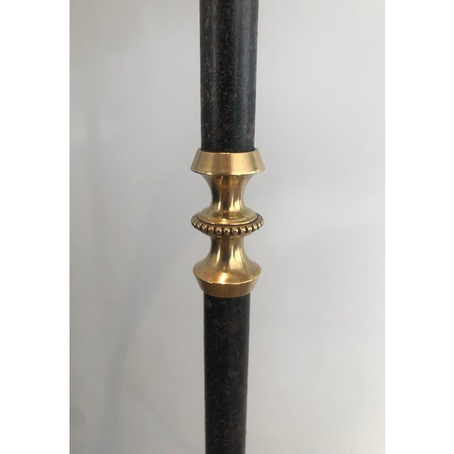 1940s 1940s French Brushed Steel and Brass Floor Lamp For Sale - Image 5 of 12