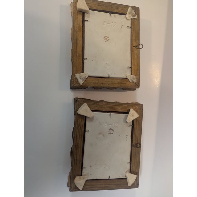 Hand painted and signed Limoges porcelain panels with wood painted frame. Very detailed. See all photos. There are small...