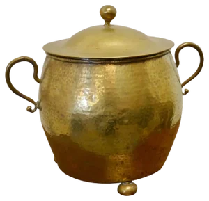 Arts & Crafts Brass Coal Bucket with Lid, 1880s