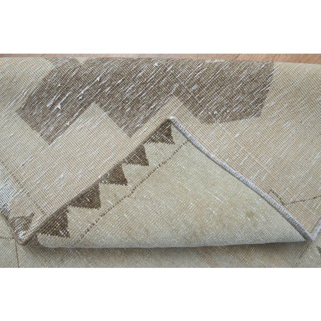 1970s Vintage Handmade Wool Cotton Beige Area Rug For Sale In San Francisco - Image 6 of 11