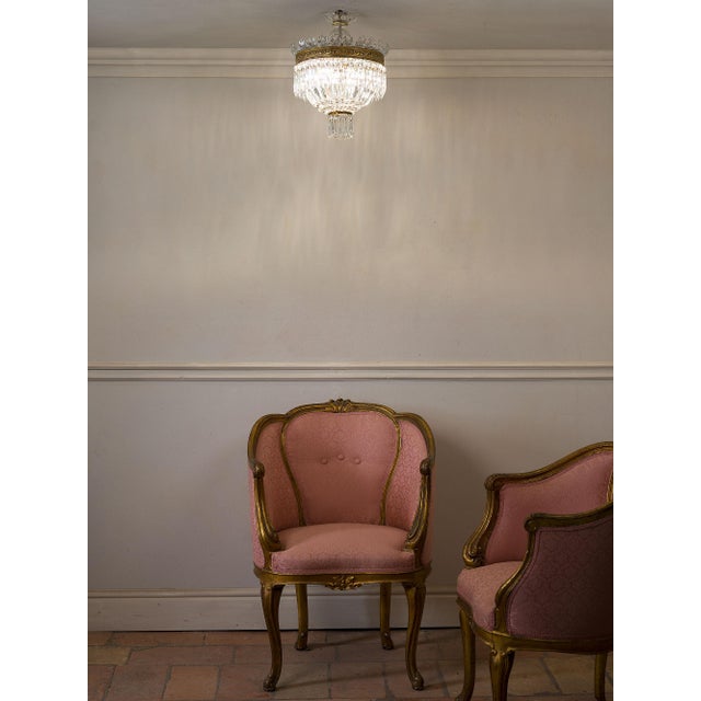 Vintage Empire Style Bohemian Crystal Ceiling Light, 1940s For Sale - Image 11 of 12