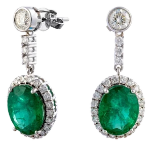 9.65 carats Natural Zambian Emerald Earring with 2.42 cts diamond and 14k Gold