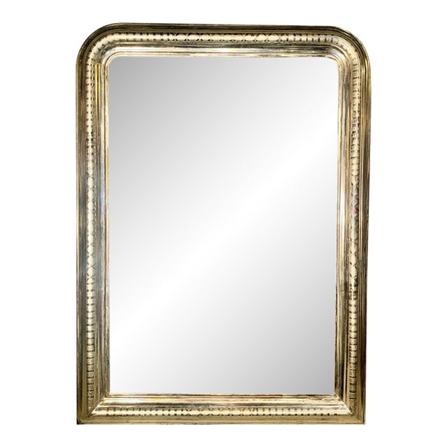 Pair of French Silver Louis Philippe Geometric Pattern Mirrors For Sale