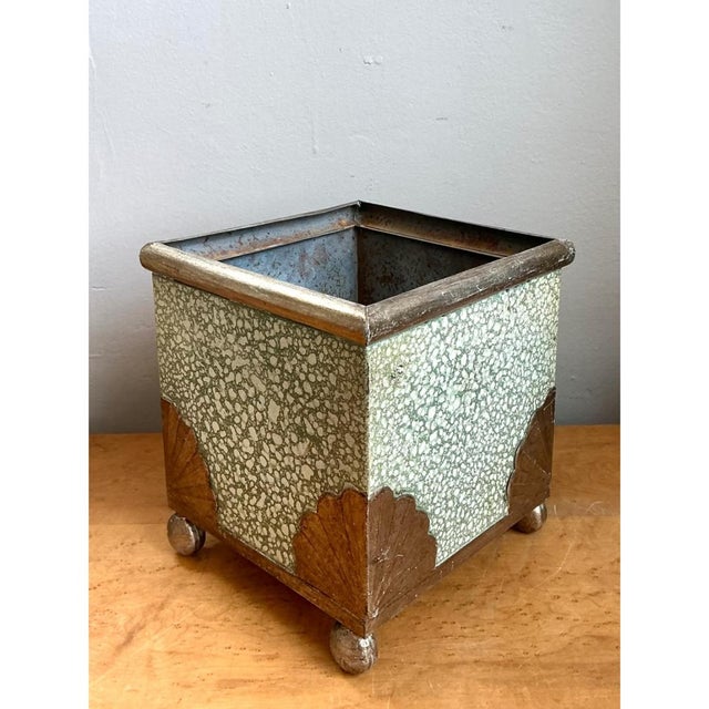 Vintage Painted Cache Pot With Shell Detail For Sale - Image 9 of 12