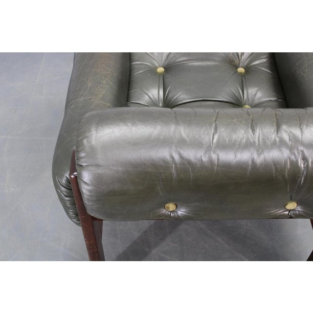 Mid-Century Modern Green Leather Chair, Czechoslovakia, 1970s For Sale - Image 12 of 18