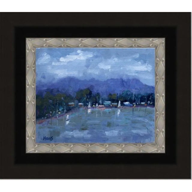2020s "Cloudy Day at Morro Bay with Sailboats" Contemporary Seascape Oil Painting For Sale - Image 5 of 12